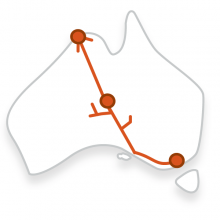 Map: MASU11, 11 Day Melbourne to Alice Springs Unleashed